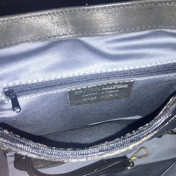 Large 12 x 12" Genuine Leather and Snakeskin Purse - Picture 5 of 9